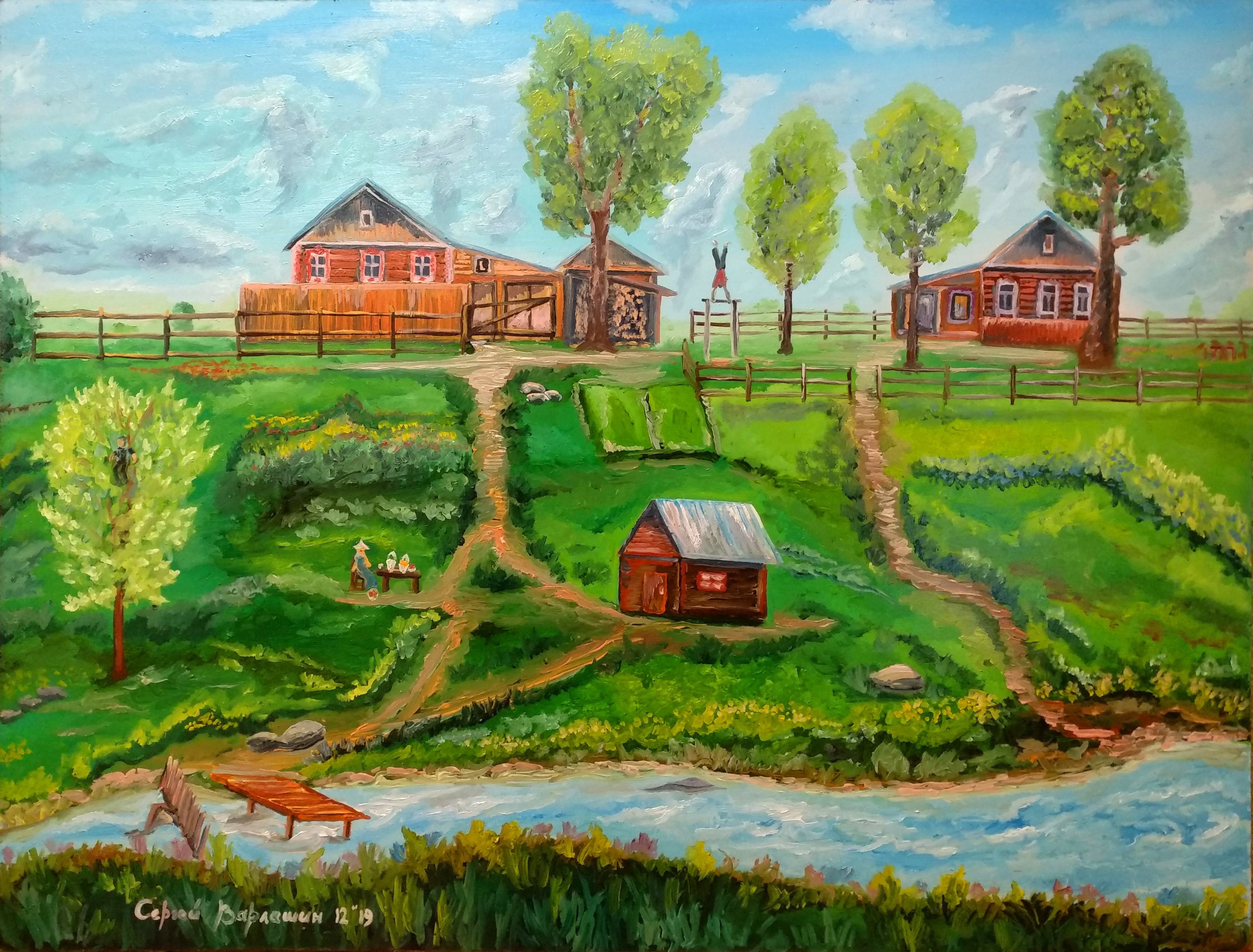 Картина домик в деревне для детей