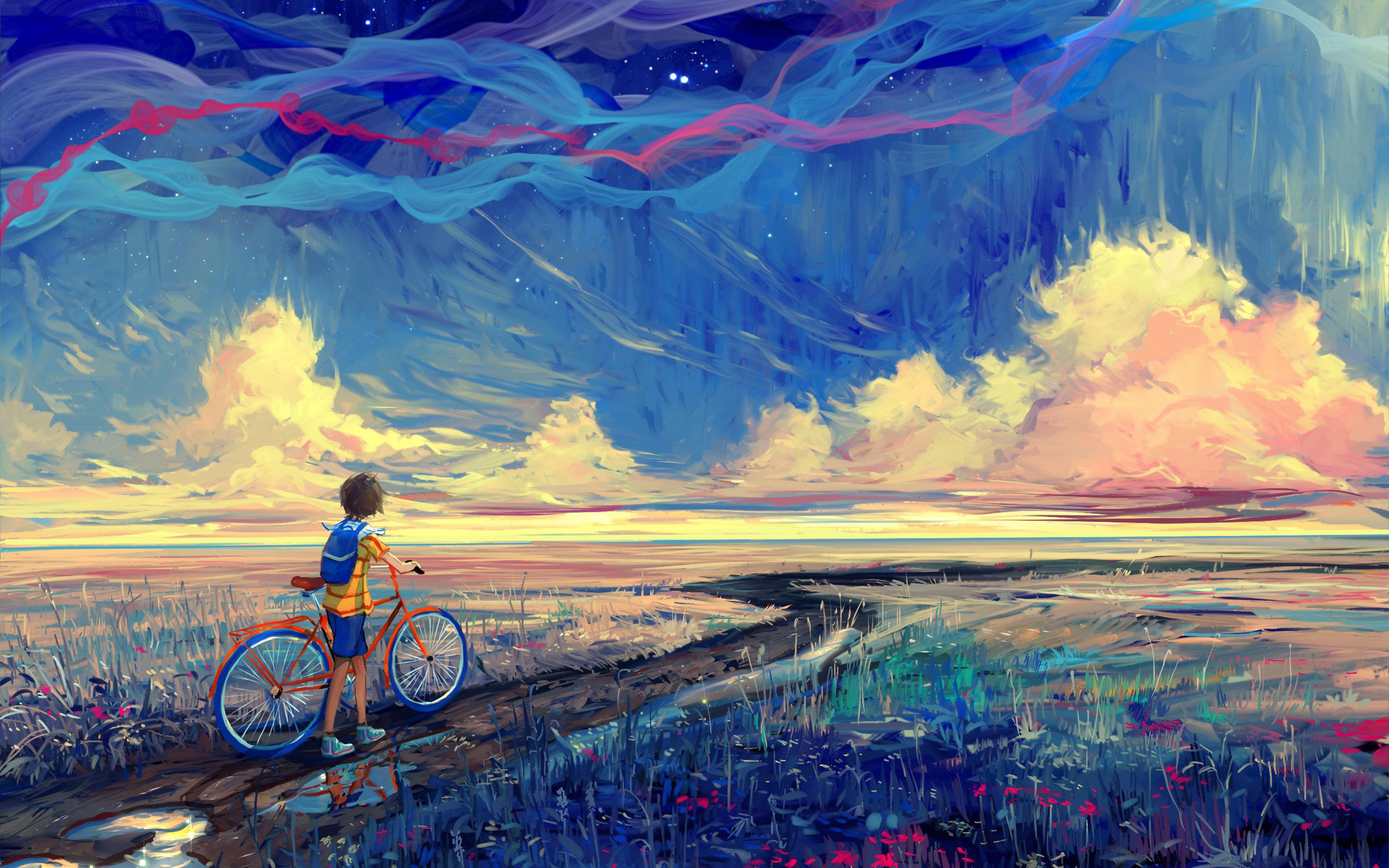Мечтаешь о велосипеде. Красочный пейзаж. Яркий пейзаж. Вдохновение живопись. Пейзажи для вдохновения.