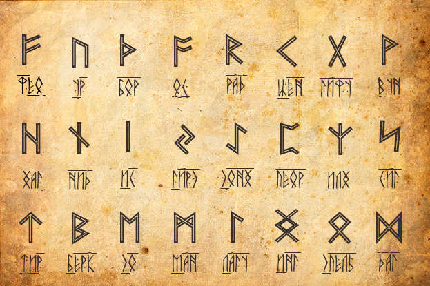 Таблица с изображением рун.