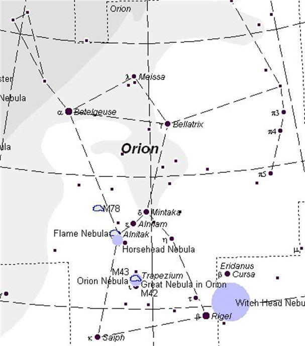 Созвездие ориона на карте звездного