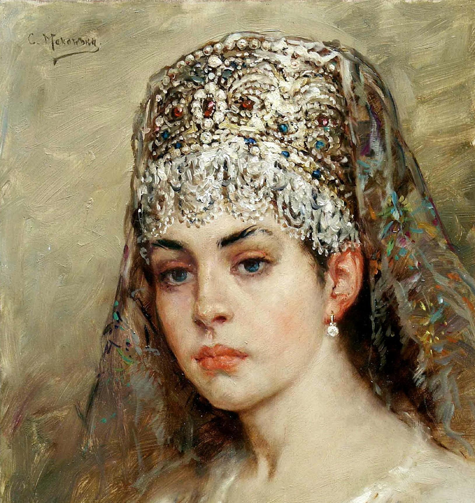 Поднизь на фрагменте знаменитой картины К.Е. Маковского «Боярышня»