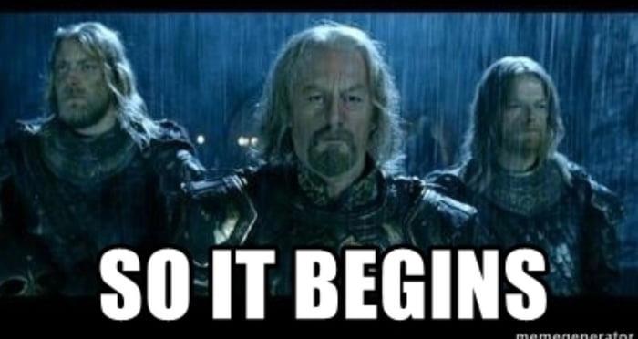 Its just beginning. Король Теоден итак началось. Король Теоден началось. So it begins Властелин колец. Итак началось.