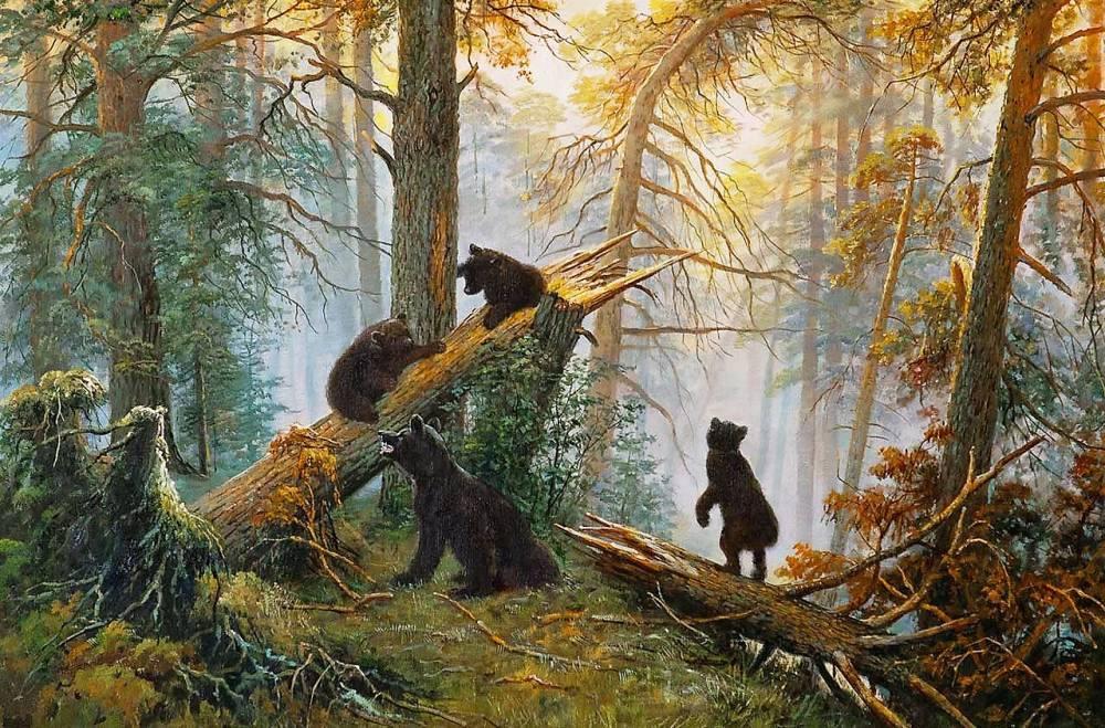 Сосновый Бор картина Шишкина. Медведи ивана шишкина