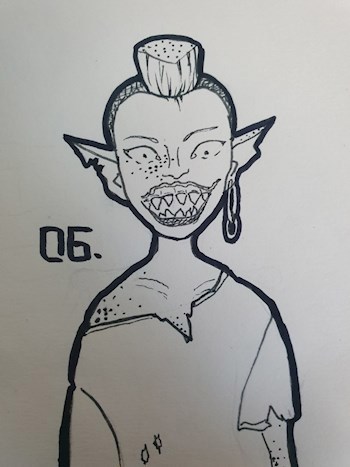 Обложка произведения Картина Маринетт Мортем: Хищный эльф Inktober - 6