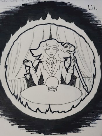 Обложка произведения Картина Маринетт Мортем: Магия и Тайны. Inktober - 1