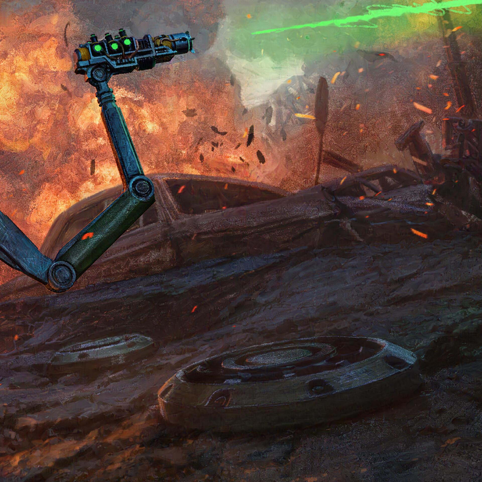 Плазменное орудие робота снабжено конденсаторами.