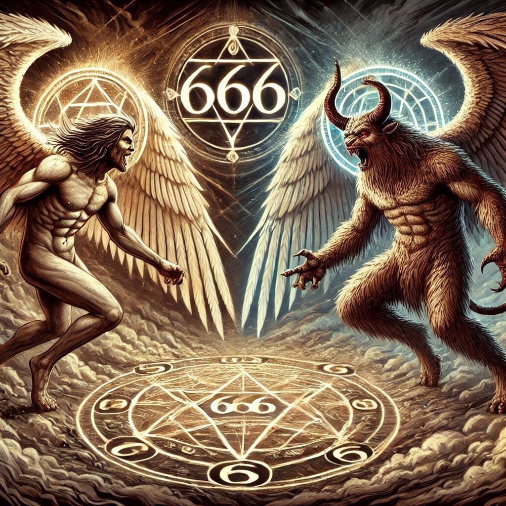 Обложка произведения Между ангелом и зверем: тайна числа 666