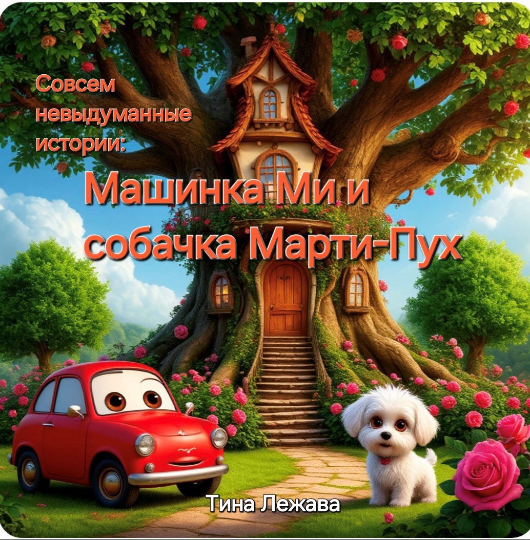 Обложка произведения Совсем невыдуманные истории: машинка Ми и собочка Марти-Пух.