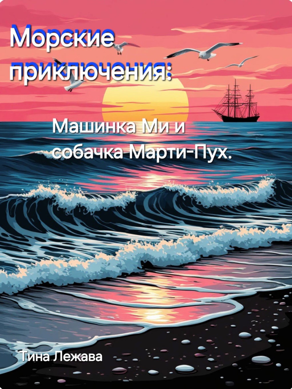 Обложка произведения Морские приключения: машинка Ми и собачка Марти-Пух.