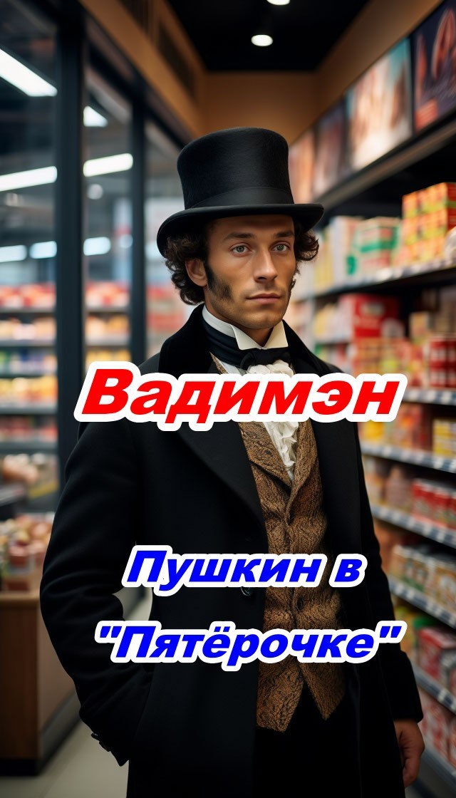 Обложка произведения Пушкин в магазине "Пятёрочка"