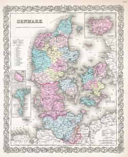Карта Дании 1855г