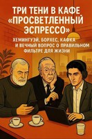 Обложка произведения Три Тени в Кафе "Просветленный Эспрессо" Хемингуэй, Борхес, Кафка и Вечный Вопрос о Правильном Фильтре для Жизни