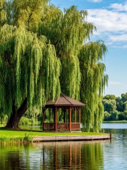 Беседка перед озером....