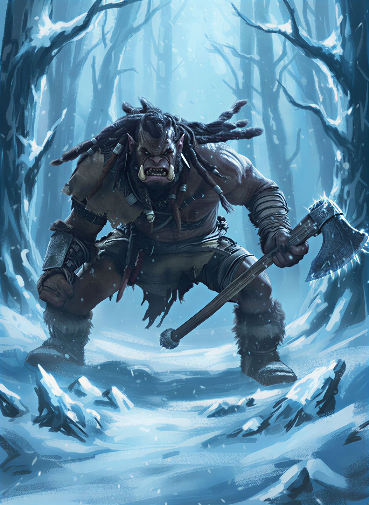 Кор'хан в ярости с топором в руках