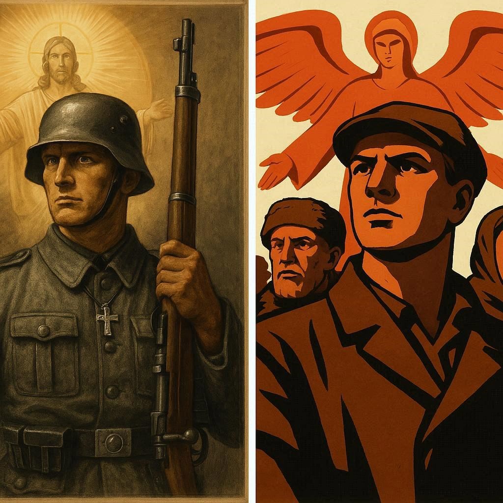 Обложка произведения «Gott mit uns» vs «С нами Бог»: риторика сакрализации в тоталитарной и авторитарной пропаганде