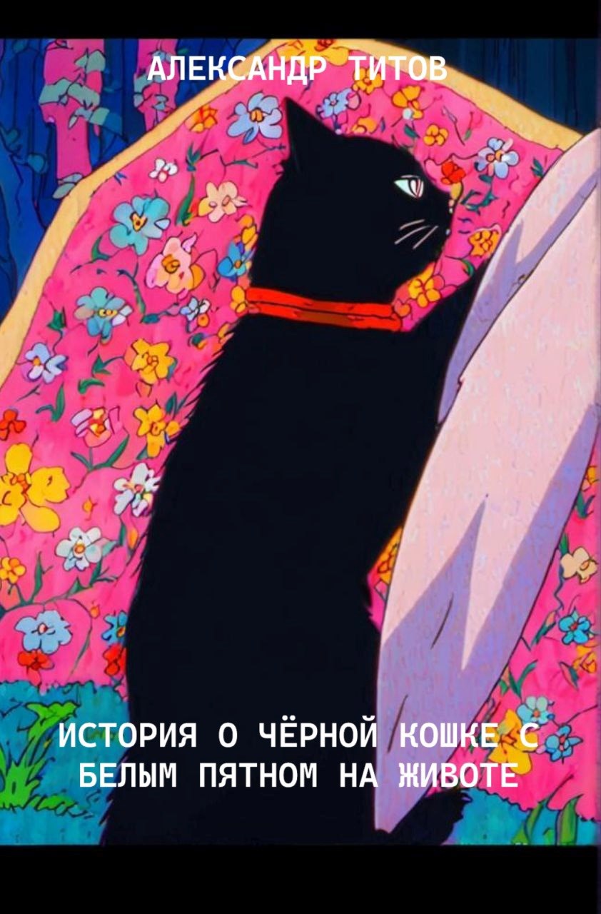 Обложка произведения История о чёрной кошке с белым пятном на животе
