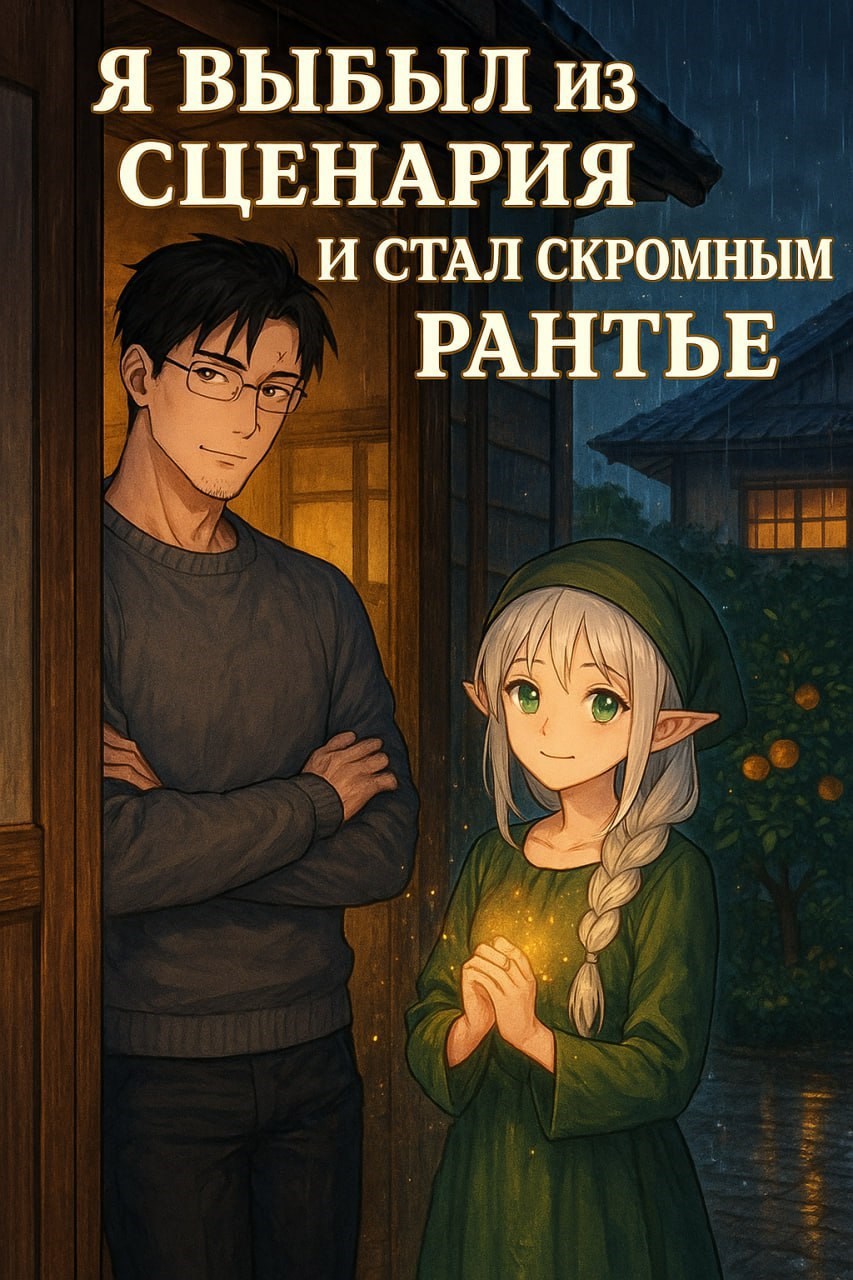 Обложка произведения Я выбыл из сценария и стал скромным рантье.(ориг. «俺はシナリオを降りて、慎ましい大家さんになった») Том 1.