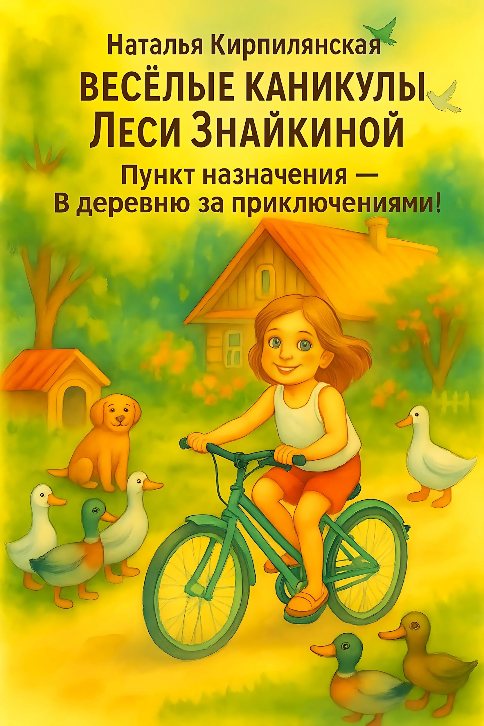 Обложка произведения Весёлые каникулы Леси Знайкиной. Пункт назначения - В деревню за приключениями!