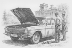 Они вышли. Левое...