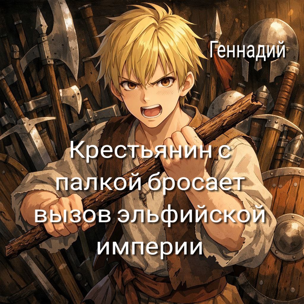 Обложка книги «Крестьянин с палкой бросает вызов эльфийской империи»