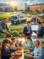 Обложка произведения Закупки продовольствия для социальных учреждений: школьное питание, интернаты, больницы