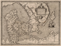 Старинная карта Дании...