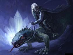 Дроу на ездовом ящере.