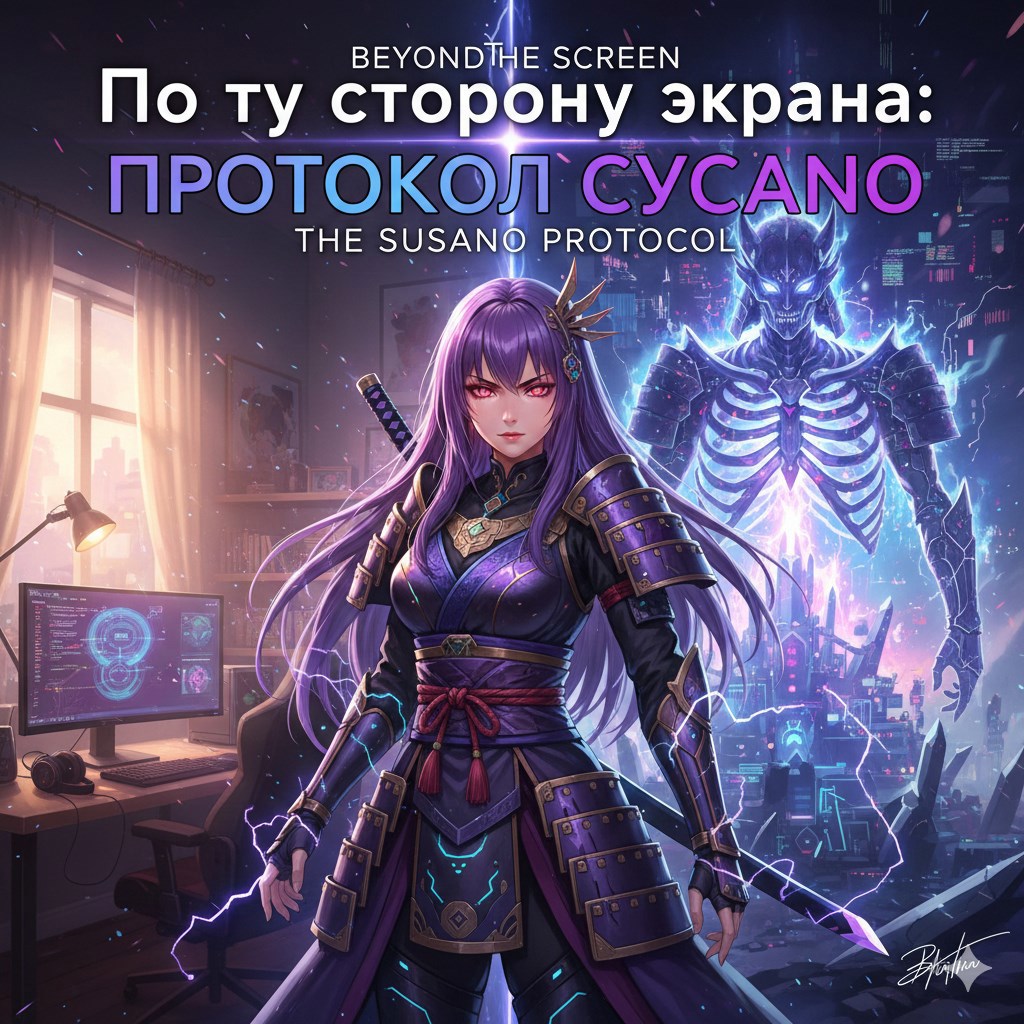 Обложка книги ««По ту сторону экрана: Протокол Сусано» «Эпизод 1: Рождение Сусано»»