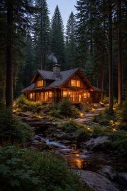 Дом охотника в лесу