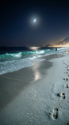 Ночной пляж Копакабаны...