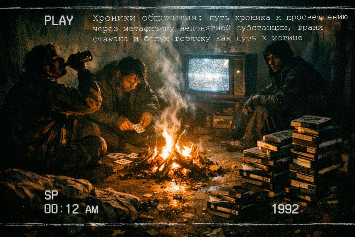Обложка книги ««Хроники общежития: путь хроника к просветлению через метафизику непонятной субстанции, грани стакана и белую горячку как путь к истине»»