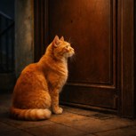 Обложка произведения Рыжий кот у двери
